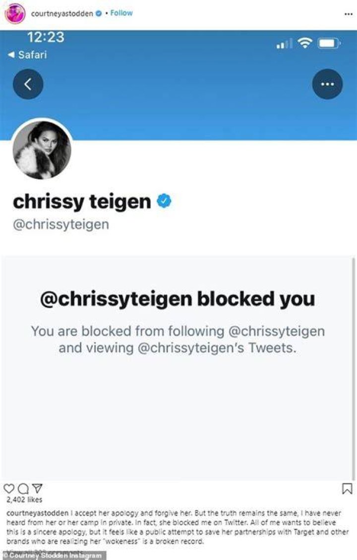 Courtney Stodden: Chrissy Teigen never reached out to apologize