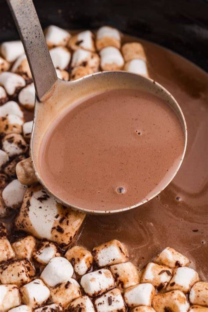 Hot chocolate on a ladle with marshmallows
