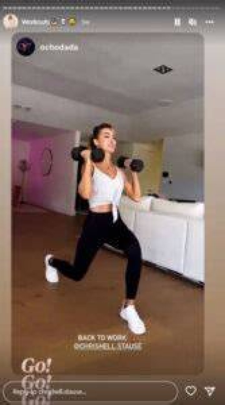 Impressive routine: Chrishell Stause worked up a sweat during a steamy bikini workout as she climbed on top of her boss and beau, Jason Oppenheim, in clips shared to Instagram on Monday morning
