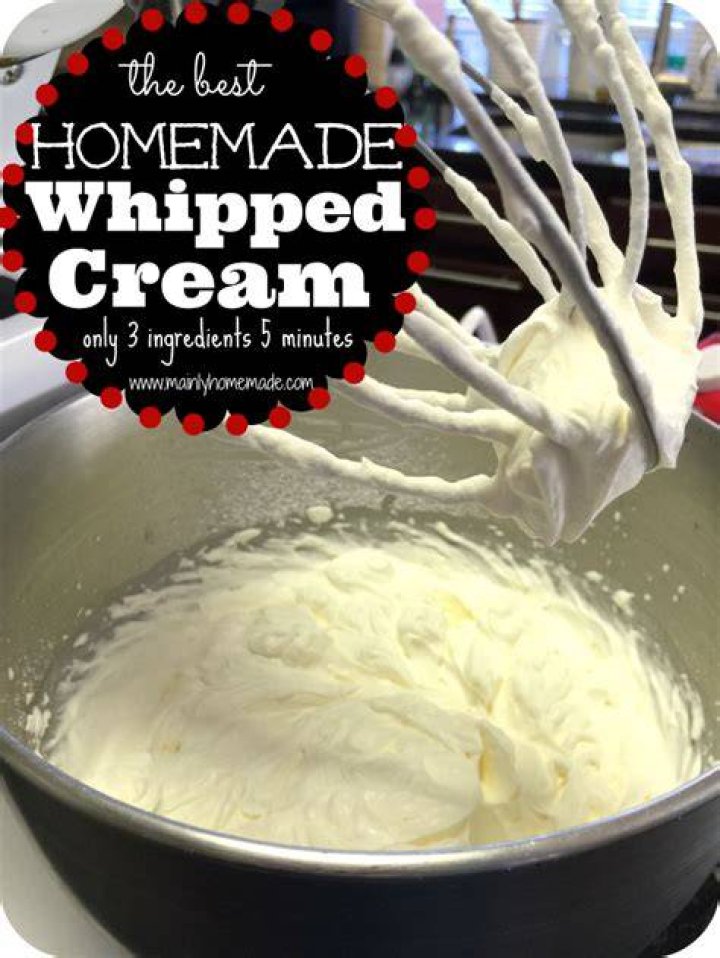 Ingredients to make homemade whipped cream: cream powdered sugar, vanilla.