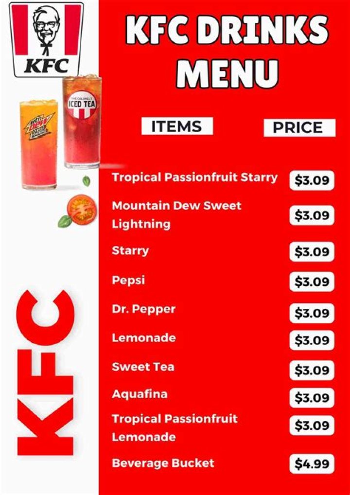 KFC Drinks Menu and Prices - SarkariResult