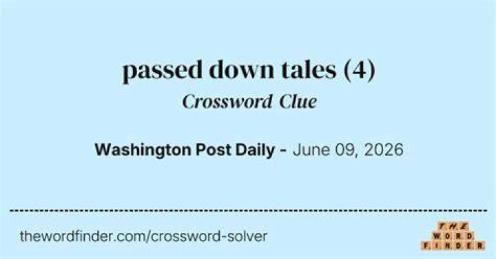 Passed-down tales Crossword Clue USA Today