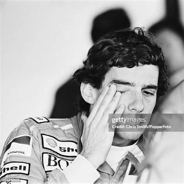 Senna is pictured driving for the team, where he only started three races before his crash